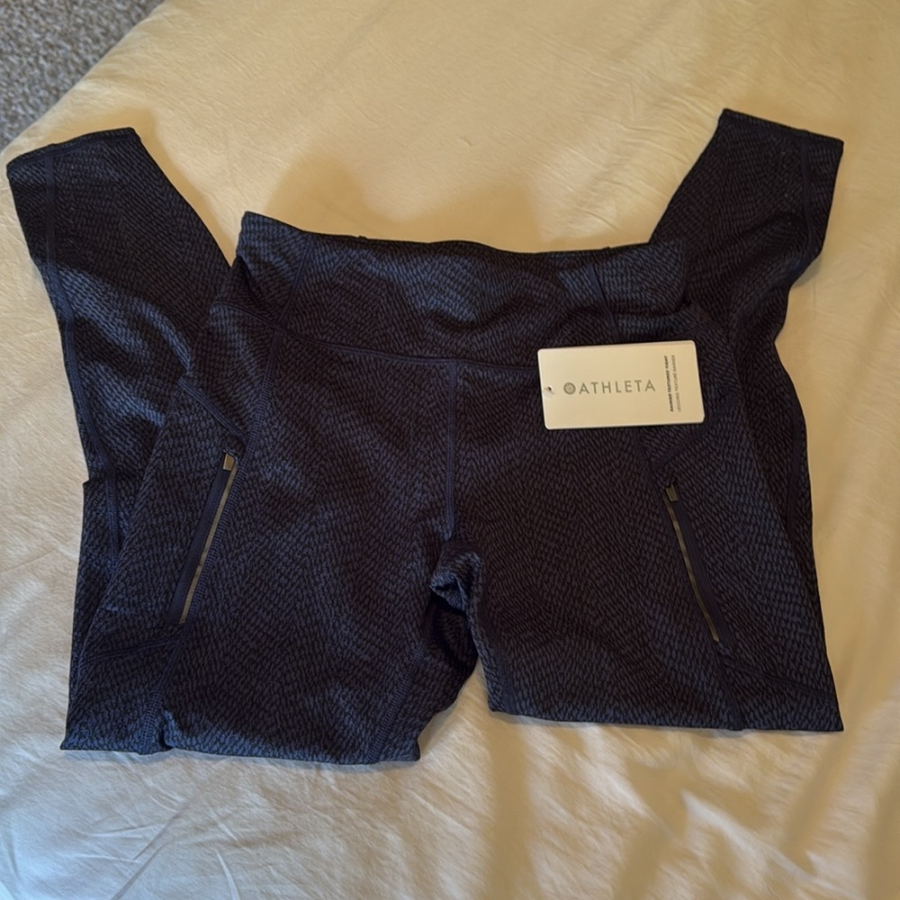 NEW Athleta Navy Textured Leggings (S) Rainier Textured Tight